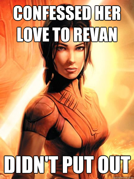 confessed her love to revan didnt put out - Bastila Shan
