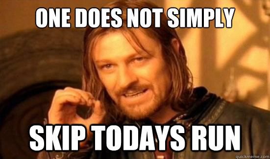 one does not simply skip todays run - Boromir