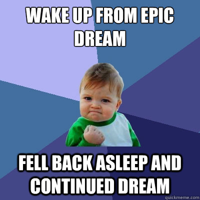 wake up from epic dream fell back asleep and continued dream - Success Kid