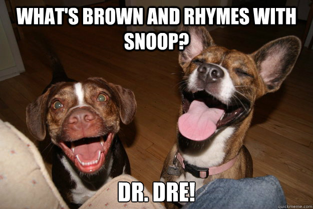 whats brown and rhymes with snoop dr dre - Clean Joke Puppies