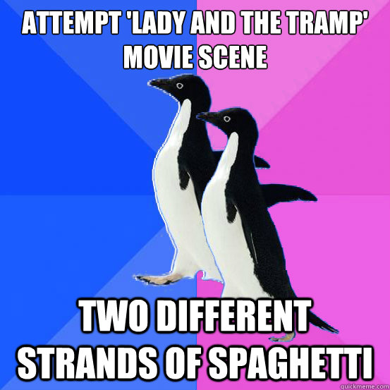 attempt lady and the tramp movie scene two different stran - Socially Awkward Couple