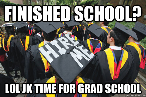 finished school lol jk time for grad school - Recent College Graduate