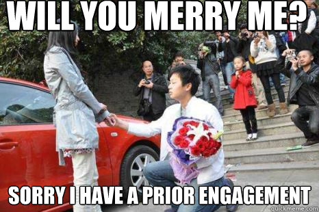 will you merry me sorry i have a prior engagement - the proposal