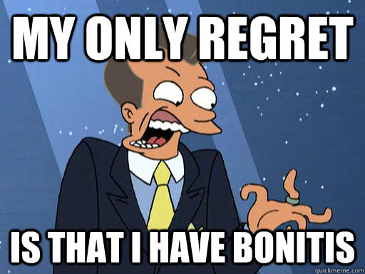 my only regret is that i have bonitis -