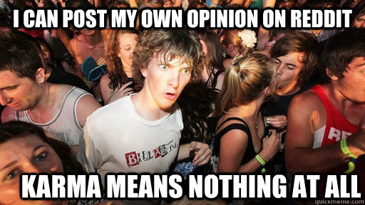 i can post my own opinion on reddit karma means nothing at a - Sudden Clarity Clarence