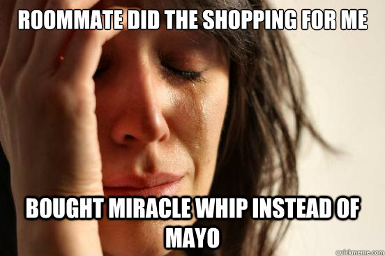 roommate did the shopping for me bought miracle whip instead - First World Problems