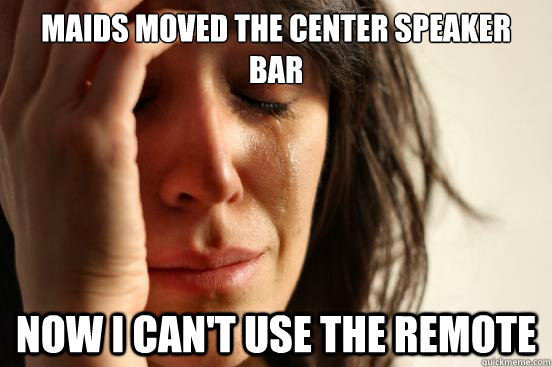 maids moved the center speaker bar now i cant use the remot - First World Problems