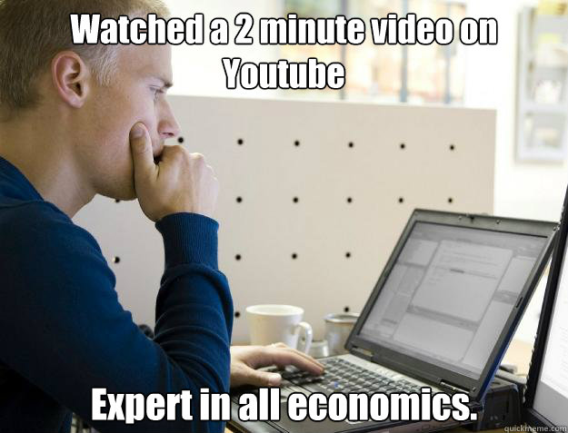 watched a 2 minute video on youtube expert in all economics - Programmer