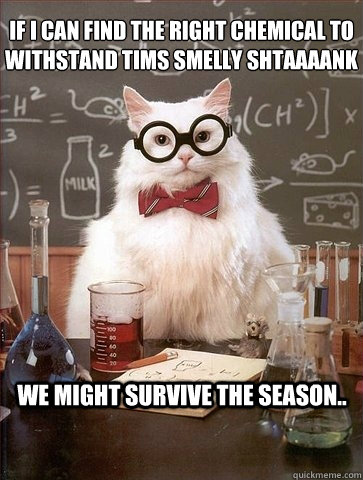 if i can find the right chemical to withstand tims smelly sh - Chemistry Cat