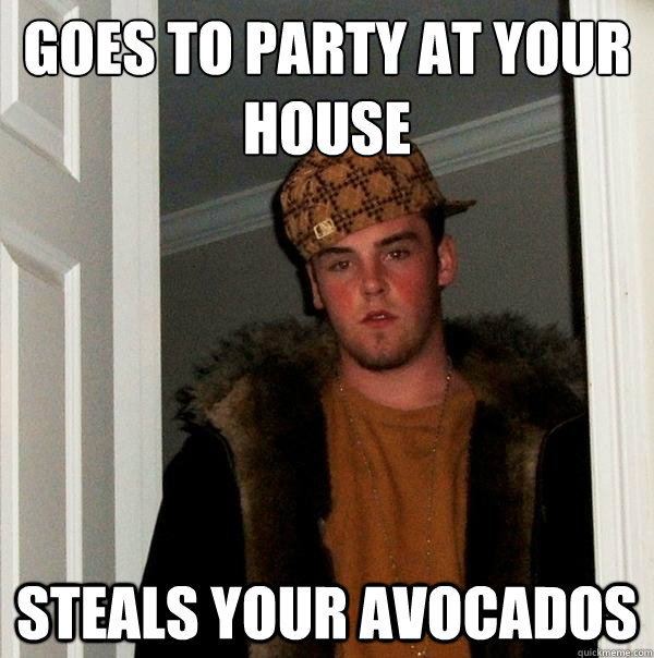 goes to party at your house steals your avocados - Scumbag Steve