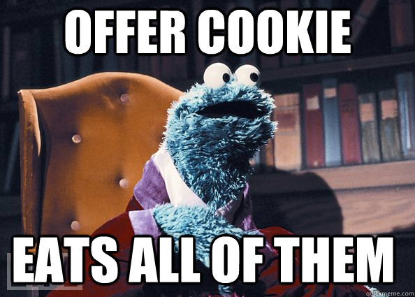 offer cookie eats all of them - Cookie Monster