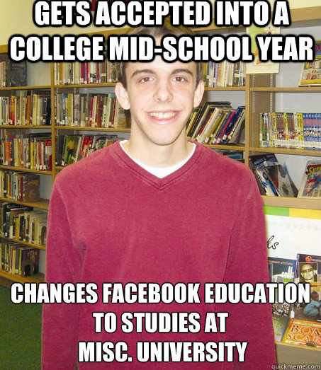 gets accepted into a college midschool year changes faceboo - High School Senior