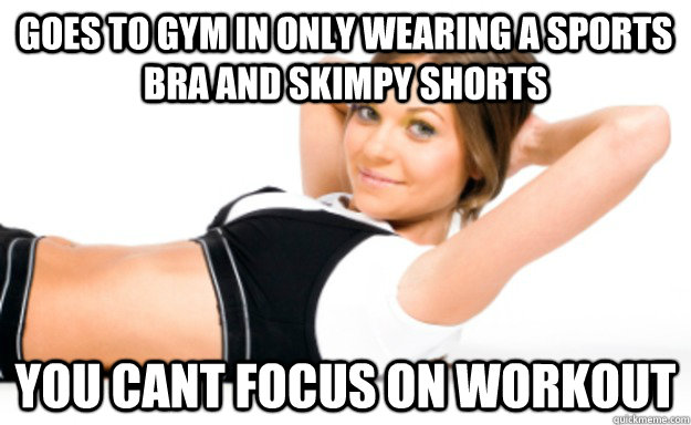 goes to gym in only wearing a sports bra and skimpy shorts y - Workout Biddy