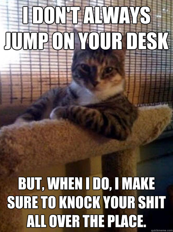 i dont always jump on your desk but when i do i make sure - The Most Interesting Cat in the World