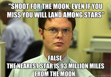 shoot for the moon even if you miss you will land among st - Schrute