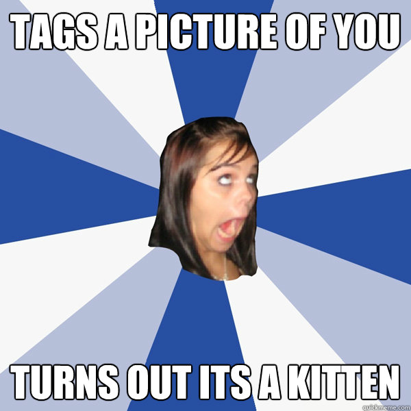 tags a picture of you turns out its a kitten - Annoying Facebook Girl