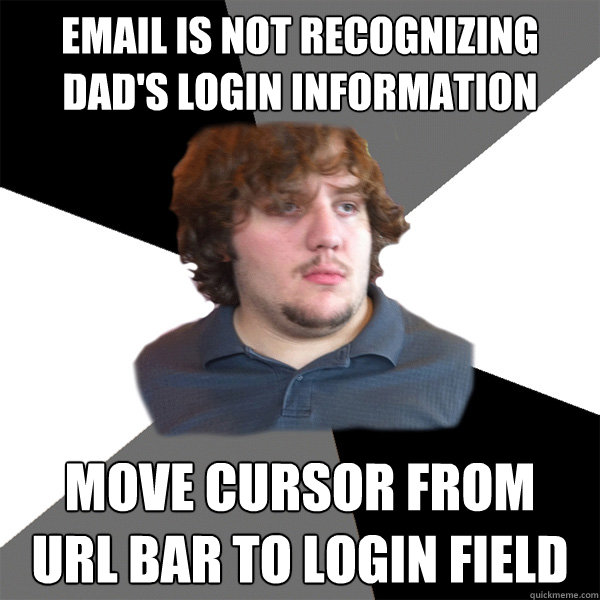 email is not recognizing dads login information move cursor - Family Tech Support Guy