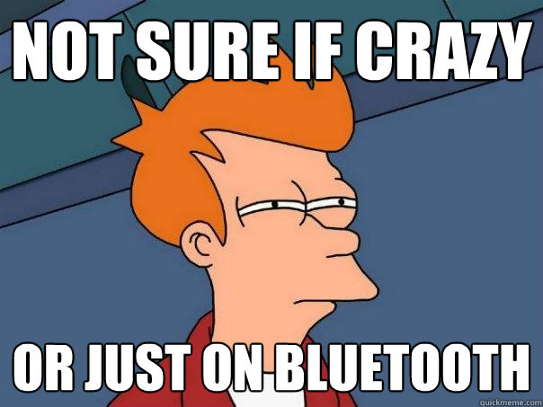 not sure if crazy or just on bluetooth - Futurama Fry