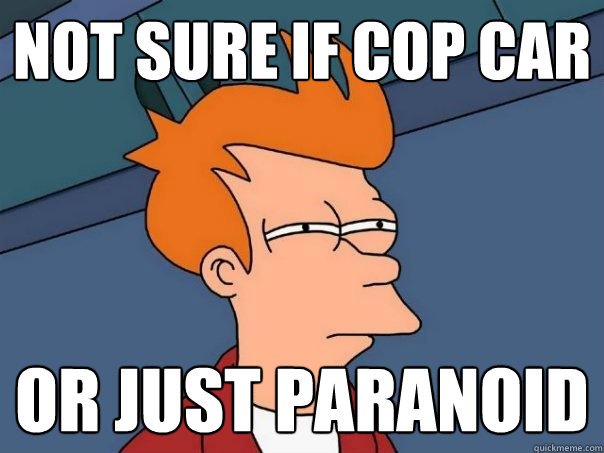 not sure if cop car or just paranoid - Futurama Fry