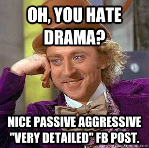 oh you hate drama nice passive aggressive very detailed - Condescending Wonka