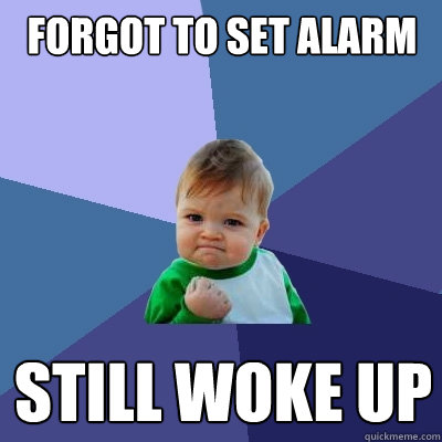 forgot to set alarm still woke up - Success Kid