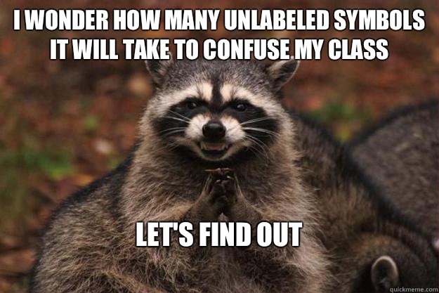 I wonder how many unlabeled symbols it will take to confuse - Evil Plotting Raccoon
