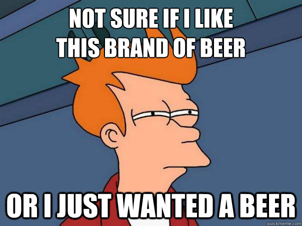 not sure if i like this brand of beer or i just wanted a be - Futurama Fry