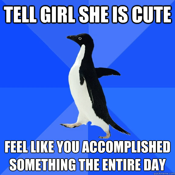 tell girl she is cute feel like you accomplished something t - Socially Awkward Penguin