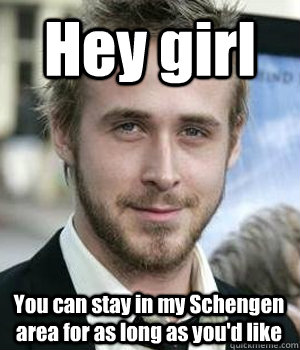 hey girl you can stay in my schengen area for as long as you - Ryan gosling