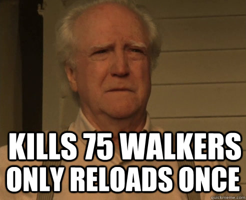 kills 75 walkers only reloads once - Hershel