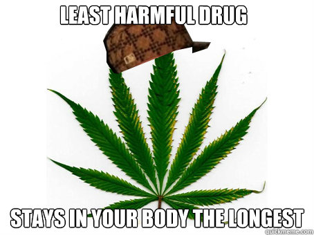 least harmful drug stays in your body the longest - Scumbag Marijuana