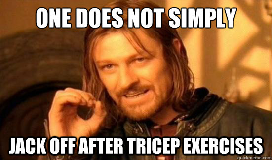 one does not simply jack off after tricep exercises - Boromir