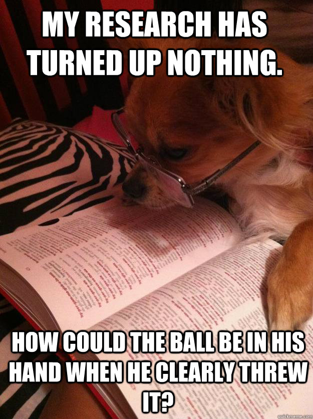 my research has turned up nothing how could the ball be in - Ph.D Pup