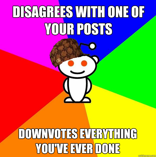 disagrees with one of your posts downvotes everything youve - Scumbag Redditor