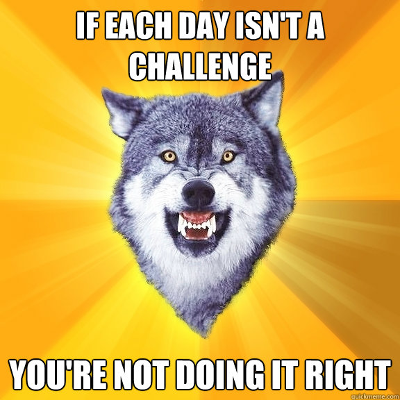 if each day isnt a challenge youre not doing it right - Courage Wolf
