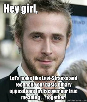 hey girl lets make like levistrauss and reconcile our bas - Ryan gosling