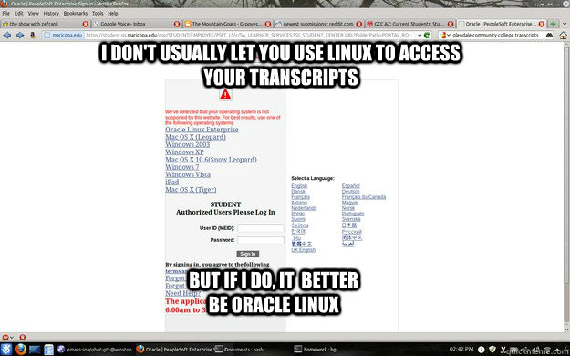 i dont usually let you use linux to access your transcripts -