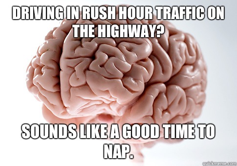 Driving in rush hour traffic on the highway Sounds like a go - Scumbag Brain