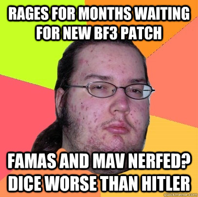 rages for months waiting for new bf3 patch famas and mav ner - Butthurt Dweller