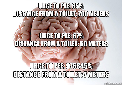 urge to pee 65 distance from a toilet 700 meters urge to - Scumbag Brain