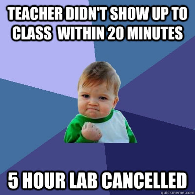 teacher didnt show up to class within 20 minutes 5 hour la - Success Kid