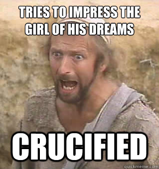 tries to impress the girl of his dreams crucified - Bad Luck Bwian