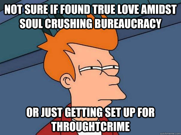 not sure if found true love amidst soul crushing bureaucracy - Futurama Fry