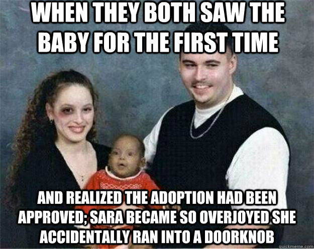 when they both saw the baby for the first time and realized - Not What It Seems Family Portrait