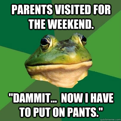parents visited for the weekend dammit now i have to p - Foul Bachelor Frog