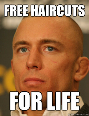 free haircuts for life - baldness perks