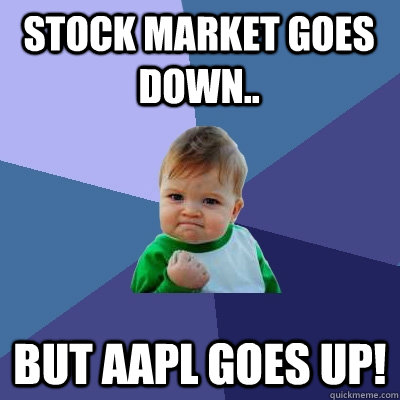 stock market goes down but aapl goes up - Success Kid