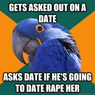 gets asked out on a date asks date if hes going to date rap - Paranoid Parrot