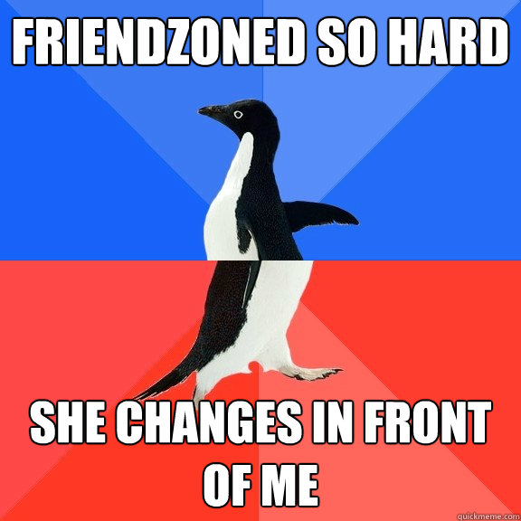 friendzoned so hard she changes in front of me - Socially Awkward Awesome Penguin