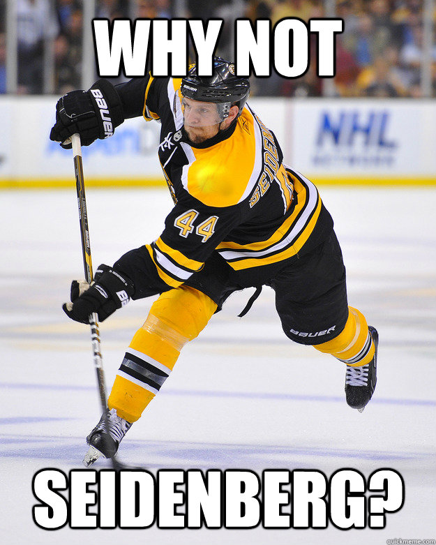 why not seidenberg - boston fans why not seidenberg